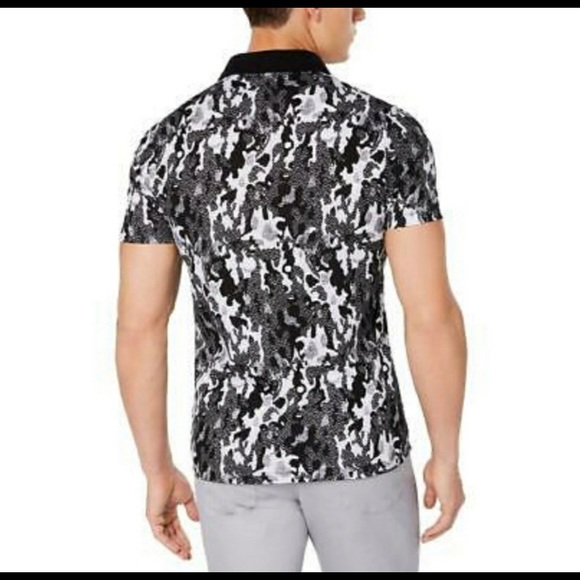 Alfani Men’s Camo Print Black n White Polo - Picture 2 of 8